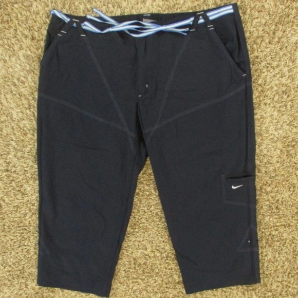 Nike Vintage Y2K‎ Capri Pants Women's XL Navy Blue Golf Utility Cropped - Picture 1 of 7